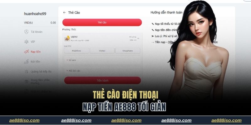 Nạp tiền AE888 bằng thẻ cào điện thoại tối giản