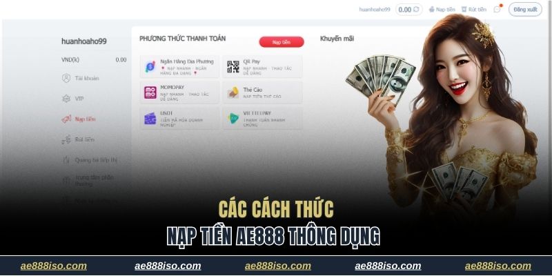 Nạp tiền AE888 qua các cách thức thông dụng